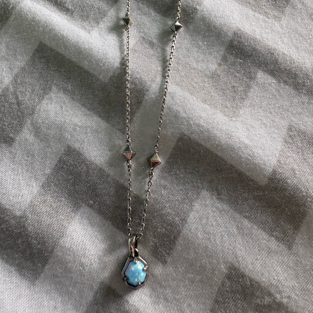 Kendra Scott Silver Blue Opal Nola Necklace